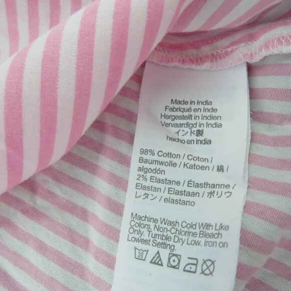 J. CREW Collared Puff Sleeve Mini Shirt Dress Striped Cotton Pink White Preppy - Picture 15 of 15